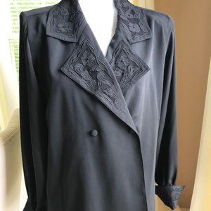 VINTAGE 80s TUXEDO STYLE CARRY BACK BLOUSE